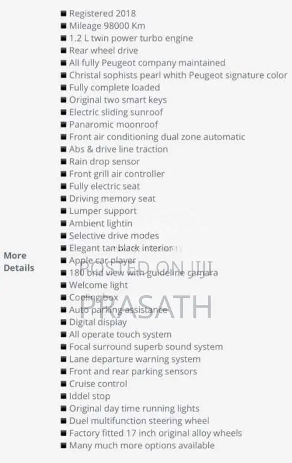 Peugeot 3008 GT LINE 2018 SUV (Used)