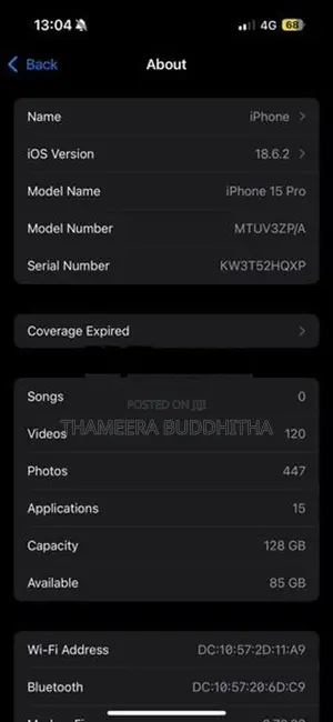 Apple iPhone 15 Pro 128GB (Used)