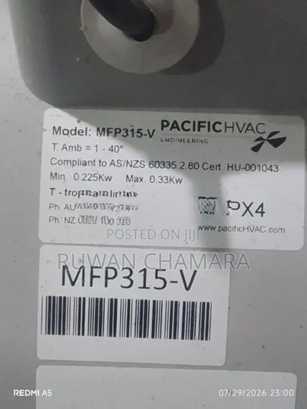 Pacific Hvac Inline Duct Fan