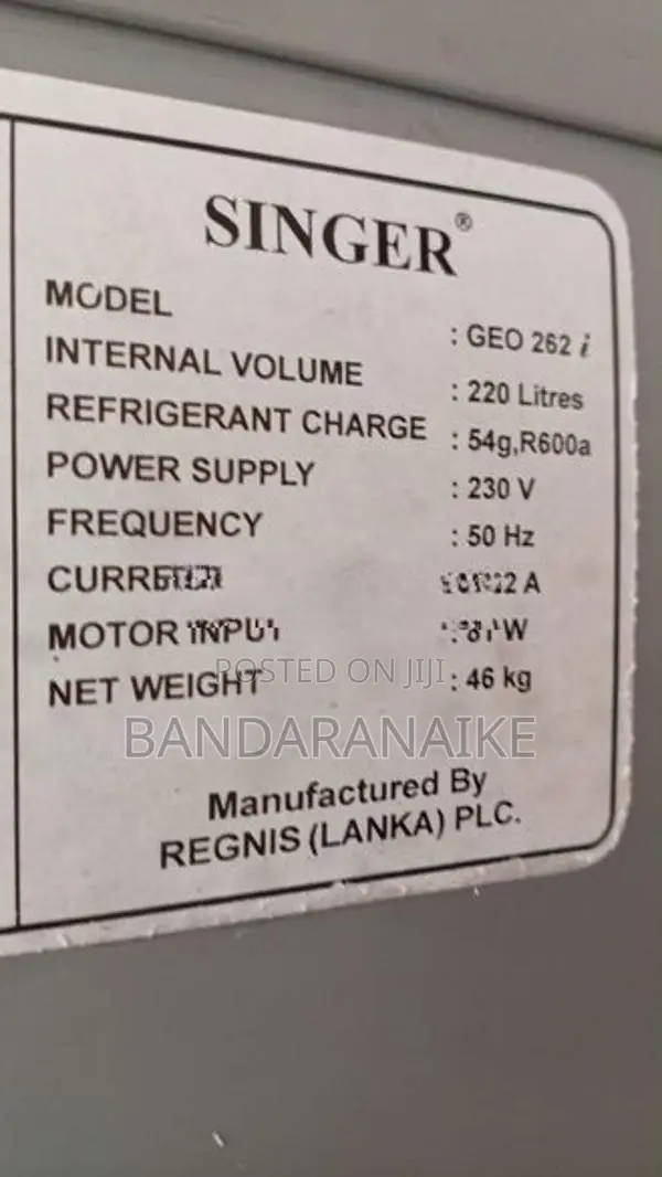 Singer Two Door Refrigerator