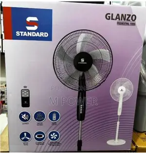 Standard Stand Fan 16" with remote | Glanzo-Black