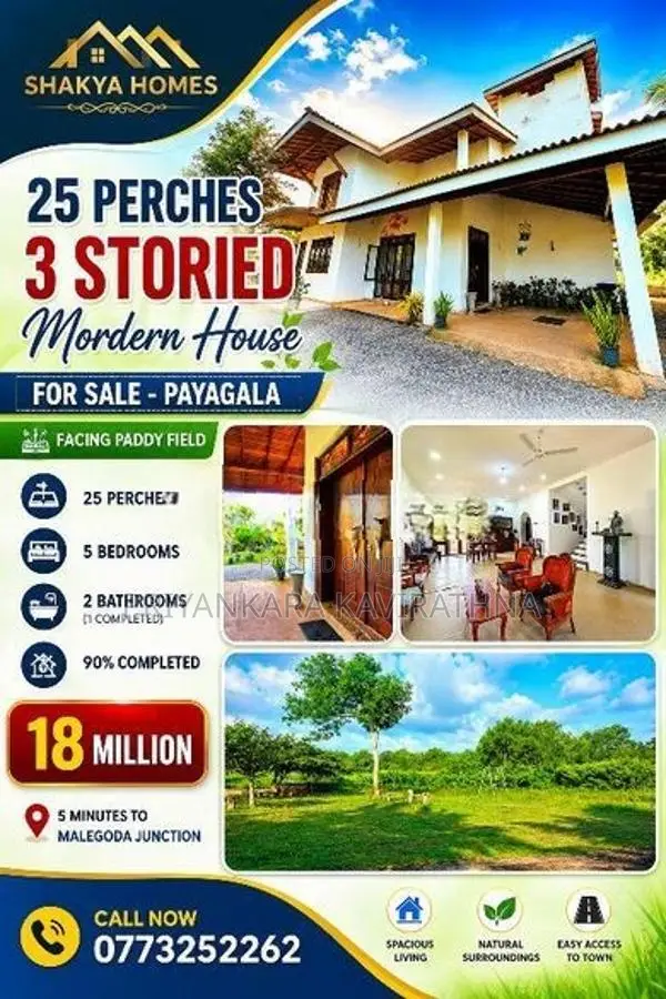 25 Perches - 3 Storied House For Sale in Payagala