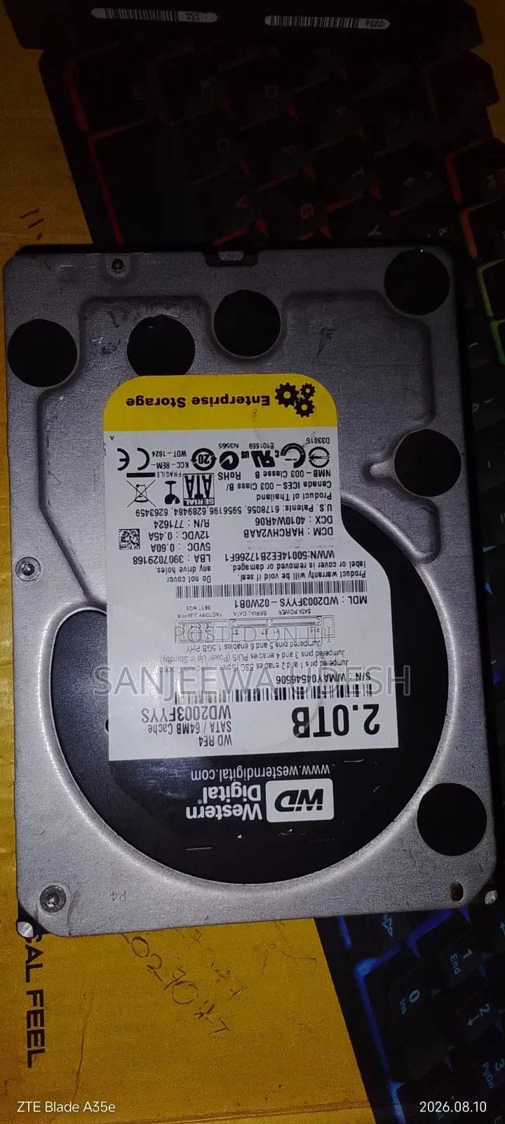 WD 2TB Hard Disk 3M Warranty