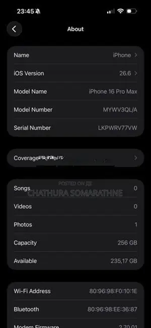 Apple iPhone 16 Pro Max 256GB (Used)
