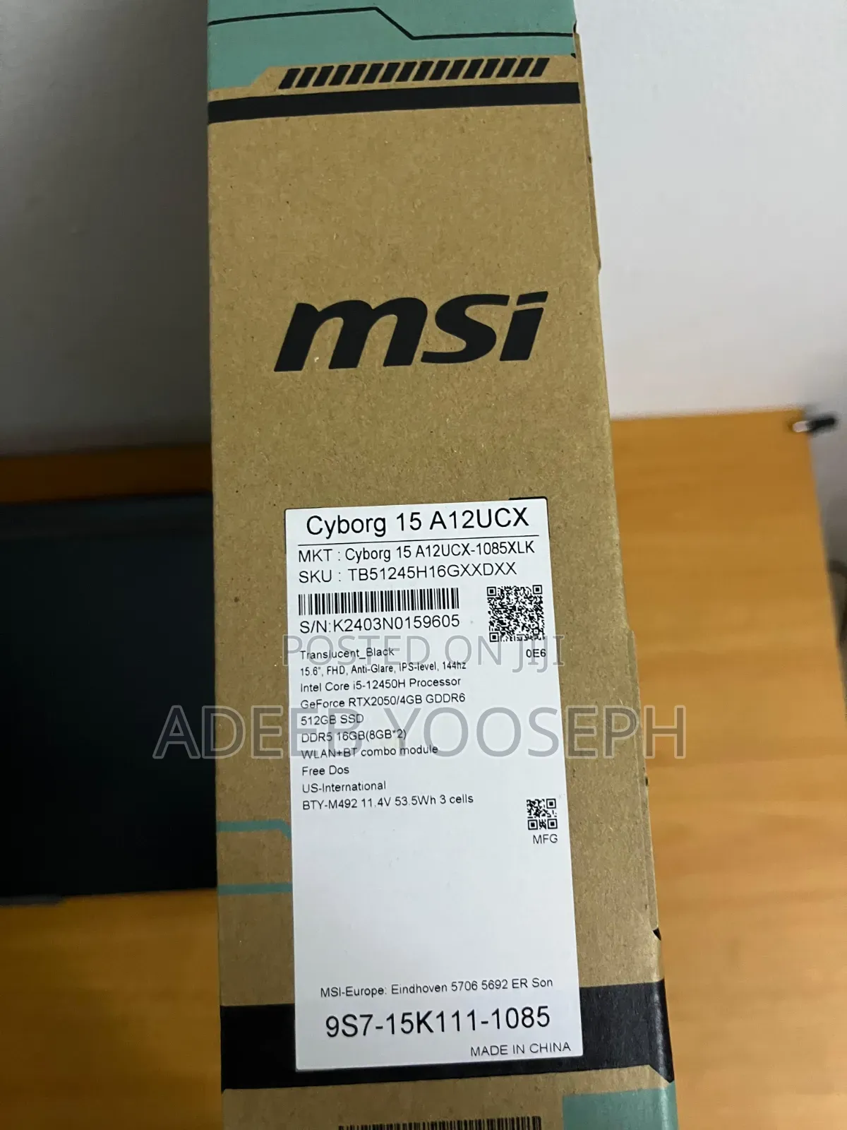 Laptop MSI Cyborg 15 16GB Nvidia SSD 512GB