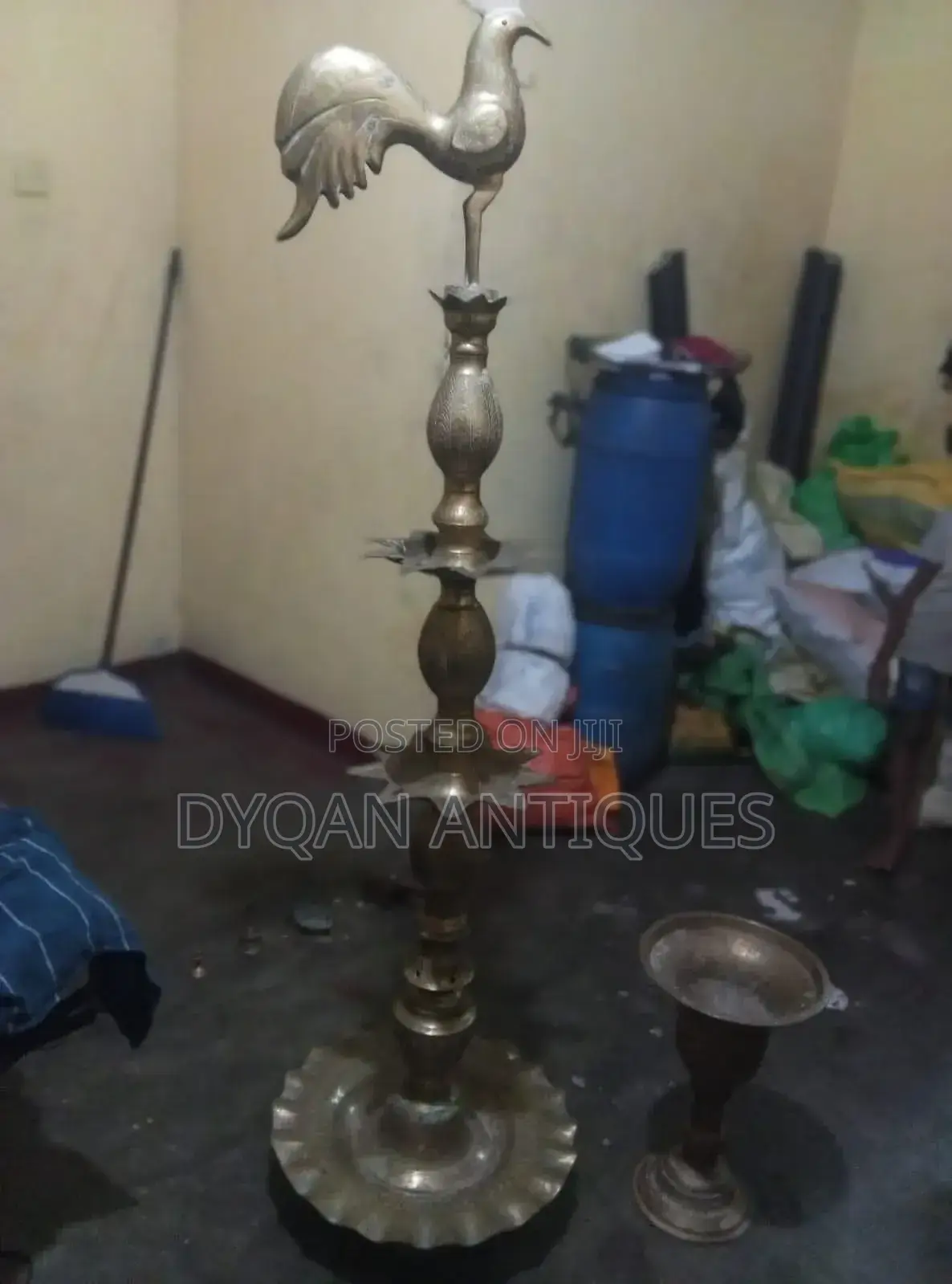 Vintage Antique Rooster Oil Lamp