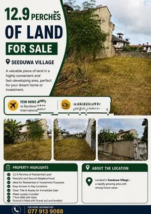 LAND FOR SALE – SEEDUWA VILLAGE,
