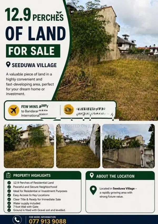 LAND FOR SALE – SEEDUWA VILLAGE,