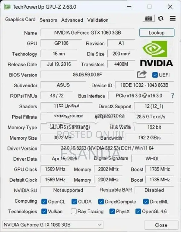 Asus White Edition GTX 1060 3GB ( Dual GTX1060 )