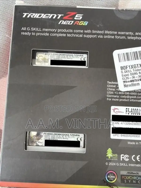 RGB 64GB (2x32GB) DDR5-6000 CL26