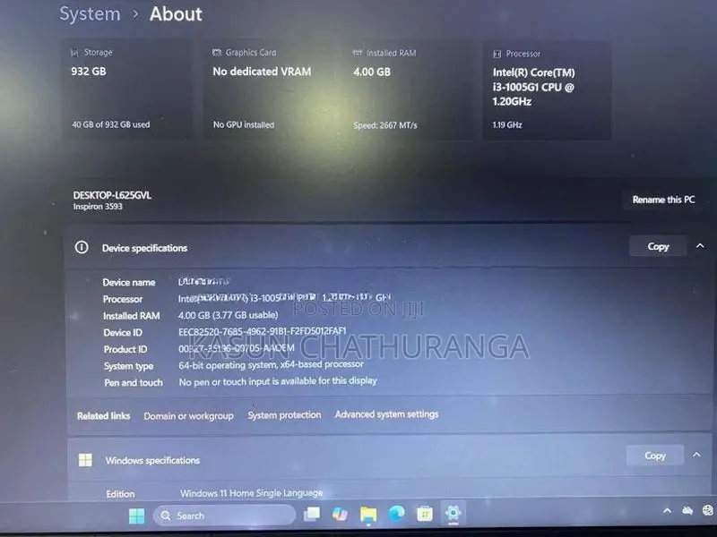 DELL Inspiron core i3 10th GEN 4GB RAM 1TB HDD