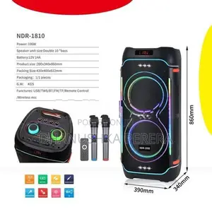 NDR - 1810 High Power Outdoor Party Speakers with Dual Mic (100 RMS)