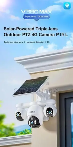 V380MAX Triple Lens remotely controllable 4G Solar colorvu cctv camera
