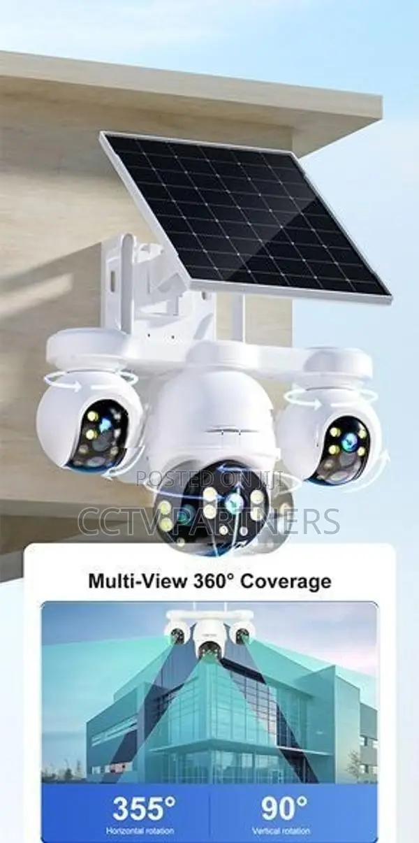 V380MAX Triple Lens remotely controllable 4G Solar colorvu cctv camera