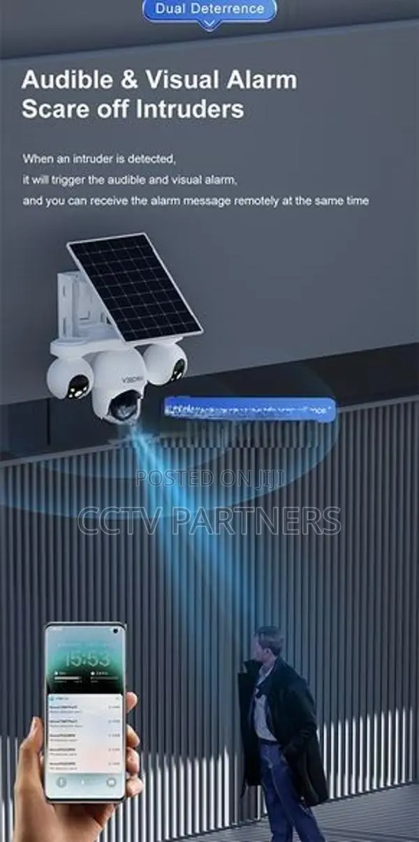 V380MAX Triple Lens remotely controllable 4G Solar colorvu cctv camera