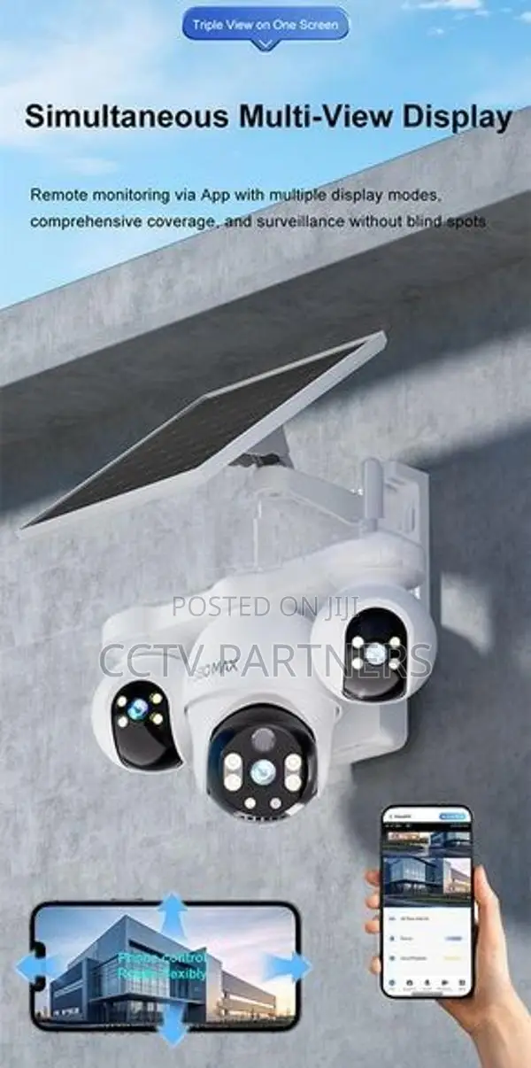 V380MAX Triple Lens remotely controllable 4G Solar colorvu cctv camera