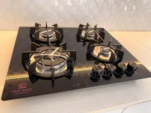 GAS COOKER HOB 4 BURNER GLASS BLACK CAST IRON NEW