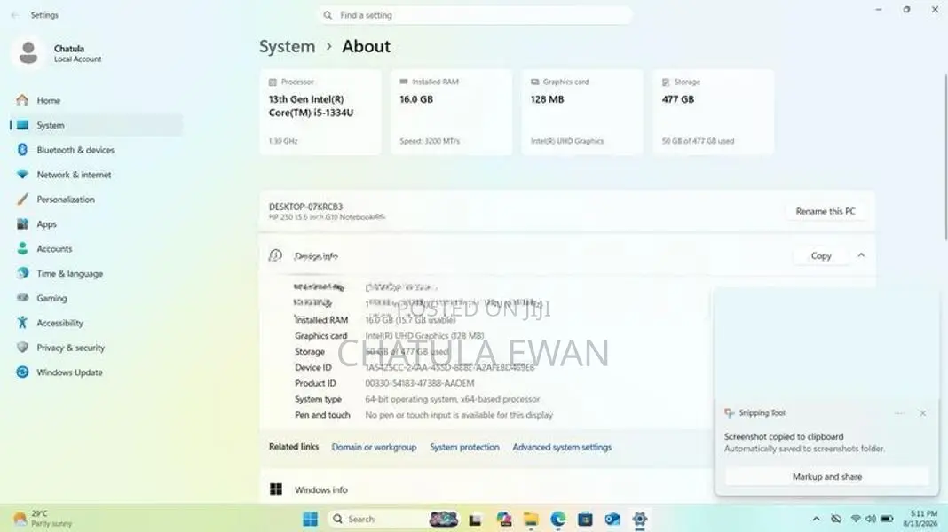 HP 250 15.6 Inch G10 Notebook