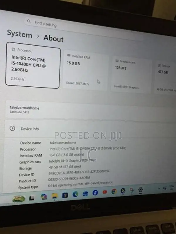 DELL 5411 i5 10th GEN 16GB RAM 512GB NVME Laptop