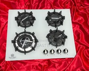 GAS COOKER HOB 4 BURNER WHITE GLASS CAST IRON NEW
