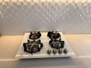 GAS COOKER HOB 4 BURNER WHITE GLASS CAST IRON NEW