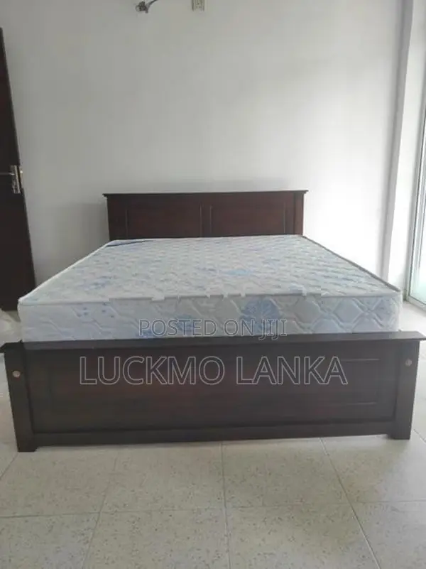 New 72"x60" (6x5) Size Teak Box Bed With Arpico Spring Mattress (W33)