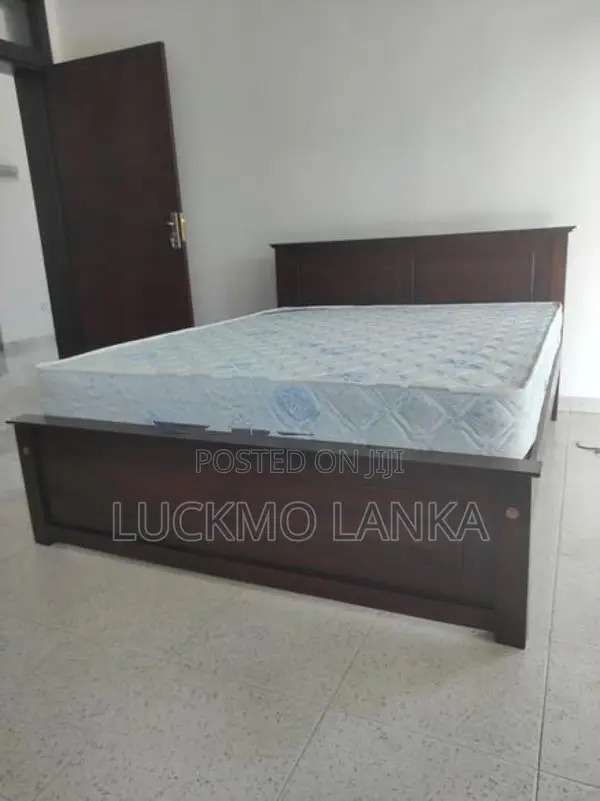 New 72"x60" (6x5) Size Teak Box Bed With Arpico Spring Mattress (W33)