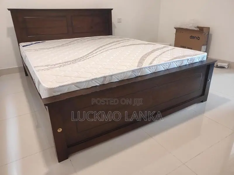 New 72"x60" (6x5) Size Teak Box Bed With Arpico Spring Mattress (W33)