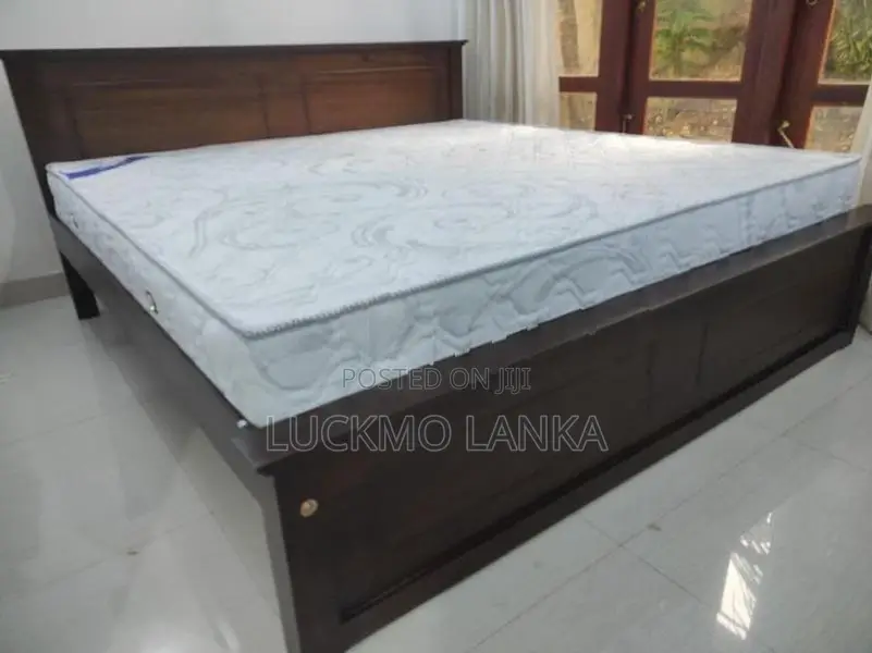 New 72"x60" (6x5) Size Teak Box Bed With Arpico Spring Mattress (W33)