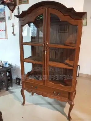 Teak Glass Cupboard with Table
