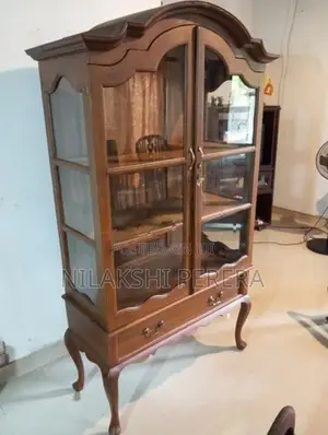 Teak Glass Cupboard with Table