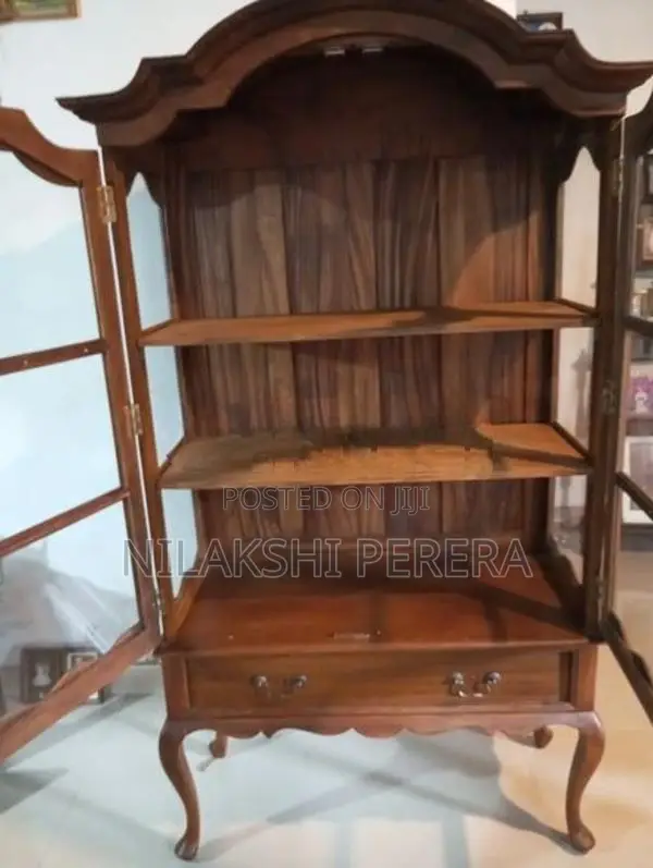 Teak Glass Cupboard with Table