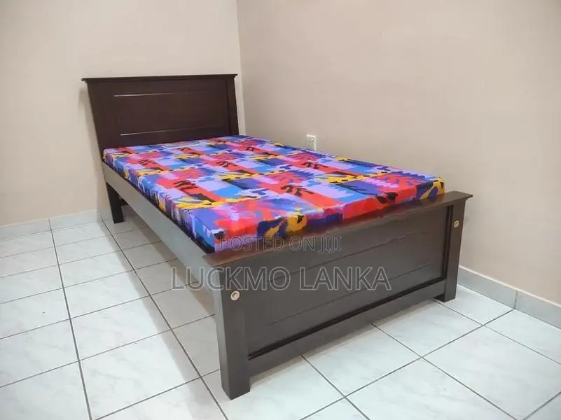 New 6x3 Size Teak Box Bed With Double Layer Mattress (Y37)