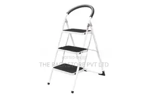 3 Step Steel Folding Ladder – Premium Wide Household
