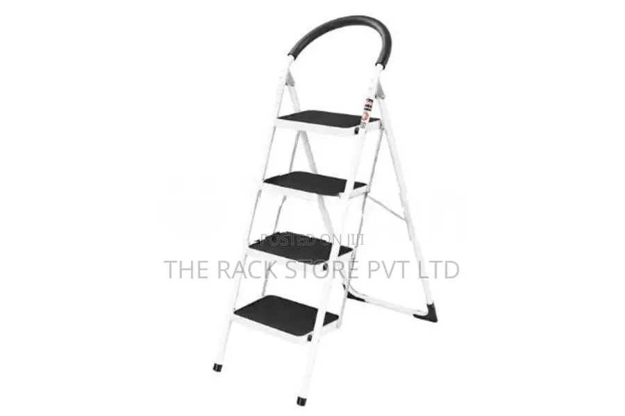 4 Step Steel Folding Ladder – Premium Wide Household