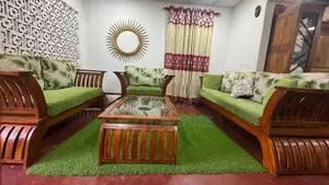Teak Sofa Set with Glass Center Table