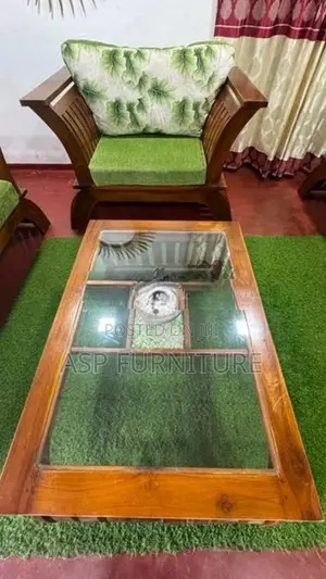 Teak Sofa Set with Glass Center Table