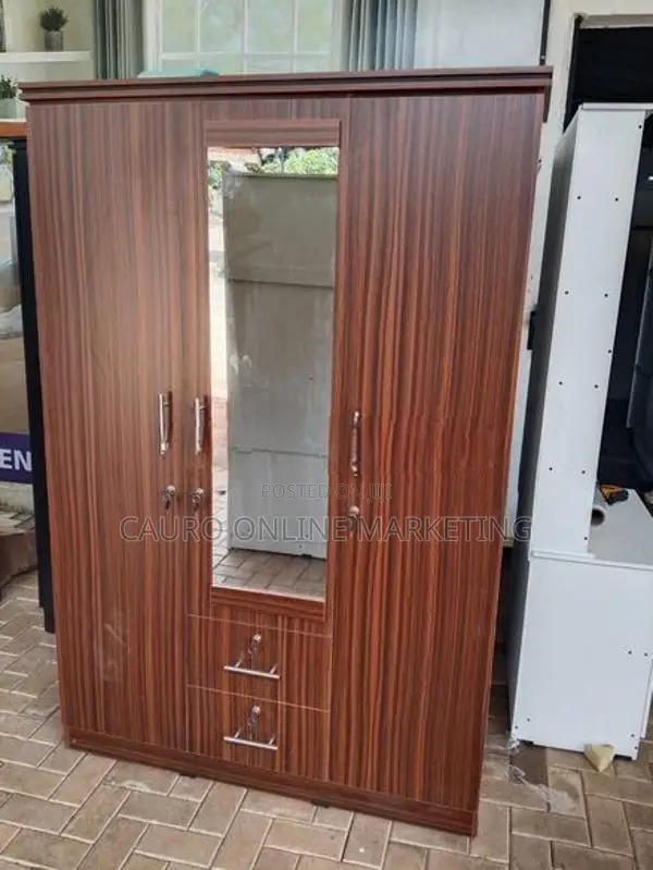 New Melamine 3 Door Wardrobe 6*4 Ft Cupboard Mirror