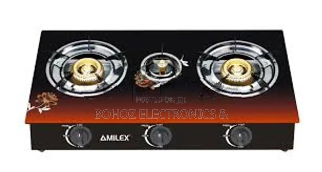 Amilex Three Burner Glass Top Gas Cooker - 32695