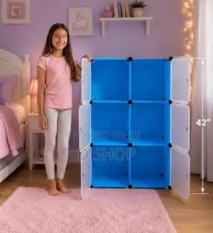 DIY 6 Doors Cubes Storage Cupboard White Door- Black