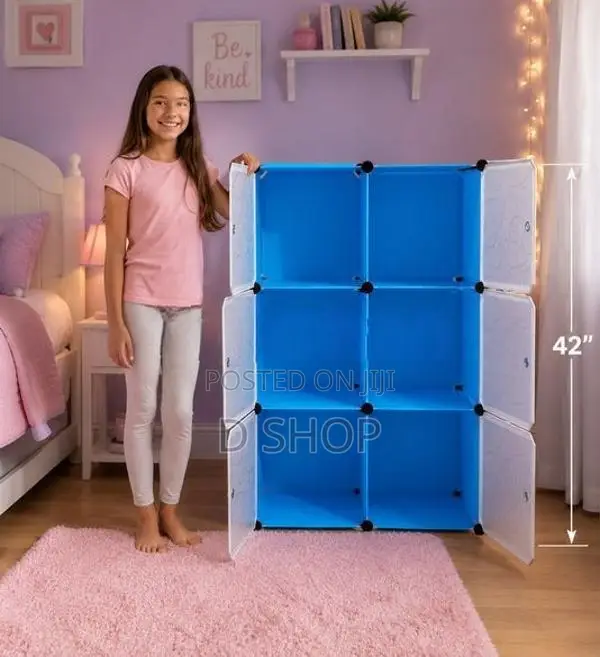 DIY 6 Doors Cubes Storage Cupboard White Door- Black