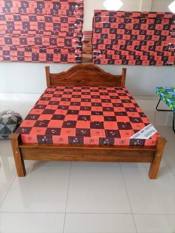 new teak arch bed with double layer mattress queen size 6*5 ft