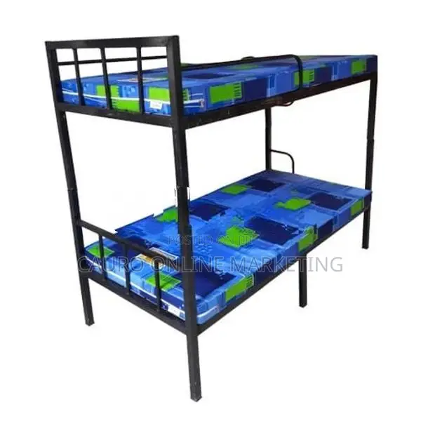 new steel bunk bed with double layer mattress
