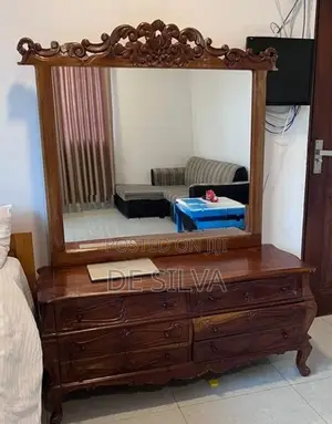 Solid Teak Dressing Table with Large Mirror