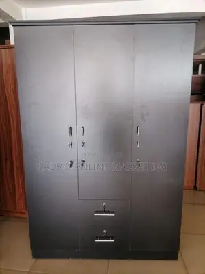New Black Colour 3 Door Cupboard 6*4 Wardrobe Mirror