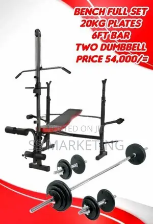 Brand New Bench Dumbbell Weight Plate Home Gym Set