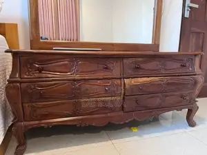 Solid Teak Dressing Table with Large Mirror