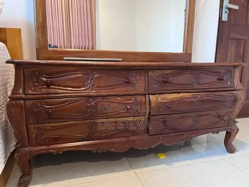 Solid Teak Dressing Table with Large Mirror