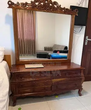 Solid Teak Dressing Table with Large Mirror