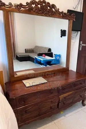 Solid Teak Dressing Table with Large Mirror